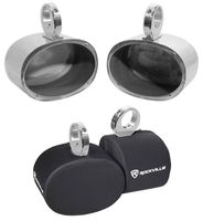 Pair Rockville MAC69S 6x9 Silver Aluminum Wakeboard Tower Speaker Pods+Covers
