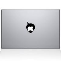 The Decal Guru 2054-MAC-13P-BLA Afro Apple Logo Decal Vinyl Sticker, Black, 13\" MacBook Pro (2015 & Older)