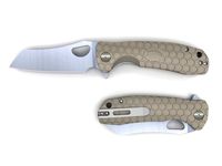 Honey Badger Pocket Knife Folding Ball Bearing Flipper 8cr13MOV Steel Deep Pocket Carry Clip Gift Box with Torx Wrench (Wharncleaver-Tan, Large)