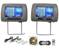 New Rockville RDP931-GR 9" Gray Car DVD/USB/HDMI Headrest Monitors+Video Games