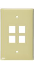 Leviton 41091-4IN QuickPort Midsize Wallplate, Single Gang, 4-Port, Ivory