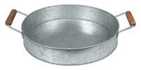 Galvanized Tray with Wooden Handles. Ideal Gift for Wedding, Party, Serving Ware, House Warming, Home Office, Spa, Aromatherapy, 18.5 x 14.5 x 3 Inches