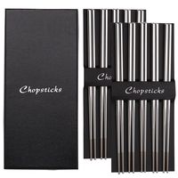 Devico Chopsticks, Metal Chopsticks, 18/10 Stainless Steel Chopstick Set, Reusable, Dishwasher Safe (10 pairs)