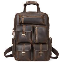 BOSTANTEN Leather Backpack 15.6 inch Laptop Backpack Vintage Travel Office Bag Large Capacity College Shoulder Bag