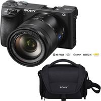 Sony ILCE-6500 a6500 4K Mirrorless Camera Body Black Bundle with 16-70mm f/4 Mid-Range Zoom E-Mount Lens, Camera Bag for DSLR and Soft Carrying Case for Cyber-Shot and Alpha Cameras
