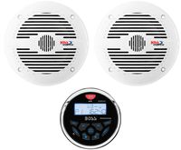 Boss 3-Inch Gauge Marine MP3/Radio Bluetooth ATV Boat & 6.5-Inch Speakers