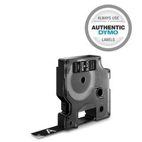 DYMO High-Performance Permanent Self-Adhesive D1 Polyester Tape for Label Makers, 1/2-inch, White Print on Black, 23-foot Cartridge, (45021), DYMO Authentic