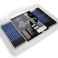 Castle Art Supplies 26 Piece Drawing and Sketching Pencil Art Set: Perfect for Beginners, Kids or Any Aspiring Artist - Includes Graphite Pencils and Sticks, Charcoal Pencils, Erasers and Sharpeners