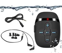 Waterproof MP3 Player for Swimming and Running,Underwater Headphones with Short Cord, Shuffle Feature (Black)