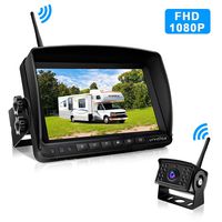 URVOLAX-Wireless Backup Camera-Digital 1080P FHD and 7" Monitor Kit-Rear View Camera for Trucks-RV,Trailer,Bus,Camper,Van170°Wide View Angle,IP69K Waterproof,Guide Lines ON/Off,Strong Signal