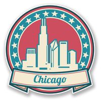 2 x 10cm/100mm Chicago Illinois USA America Vinyl Sticker Decal Laptop Travel Luggage Car iPad Sign Fun #6747