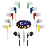 Wholesale Kids Bulk Earbuds Headphones (25 Pack) Earphones, Multi Color,for Schools, Libraries, Hospitals by Deal Maniac
