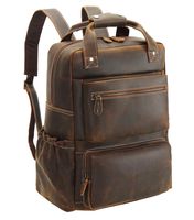 Polare Men's Full Grain Italian Leather Backpack 15.6" Laptop Bag Daypack Large Capacity for School Outdoors Travel