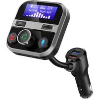 FM Bluetooth Transmitter for Car FM Radio Adapter Handsfree Calling Car Kit with Bass Switch, QC3.0 and 2.4A USB Ports, Support for USB Drive, microSD, Aux,TF Card
