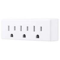 GE 3 Outlet Adapter Wall Tap, Grounded Outlets, Indoor Rated, 3 Prong, UL Listed, White, 52203