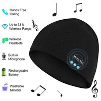Bluetooth Hat Beanie Men Women, Wireless Music Hat with Built-in Stereo Speakers Fit for Outdoor Sports, Christmas(Black)