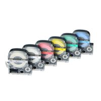 NineLeaf 6PK Combo Set Compatible for LC-4TBN LC-4WBN LC-4RBP LC-4YBP LC-4GBP LC-4LBP Label Tape Cassette Replacement for Labelworks/KingJim Series Label Printer (1/2" x 26.2", 12mm x 8m)