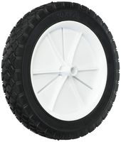 Shepherd Hardware 9615 10-Inch Semi-Pneumatic Rubber Replacement Tire, Plastic Wheel, 1-3/4-Inch Diamond Tread, 1/2-Inch Bore Offset Axle,White