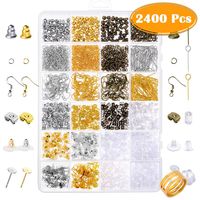 Paxcoo 2400Pcs Earring Making Supplies Kit with 24 Style Earring Hooks, Earring Backs, Earrings Posts and Earring Making Findings for Adult