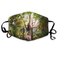 VTWG Dream Forest Washable Reusable Safety Mask, Stylish Polyester Adolescent Couple Dust-Proof Adjustable Earrings