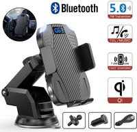 ENSFOUY 2019New Car Wireless Phone Charger Bluetooth FM Transmitter 10W Qi Fast Charging Mount Auto-Clamping Stand for iPhone 11/11 Pro/11 Pro MAX XS/XR/X/8/8+, Samsung Galaxy S10/S10+/S9/S9+/S8/S8+