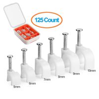 Aurum Cables® Cable Clip Assortment - 6 Assorted Sizes - 125 Piece Set - White
