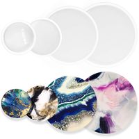 Funshowcase Assorted Round Coaster Resin Epoxy Silicone Molds 4-Bundle