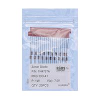 20PCS 1N4737A 1N4737 Silicon Planar Power Zener Diode 1W 7.5V DO-41 (DO-204AL) Axial Diodes 1 Watt 7.5 Volt