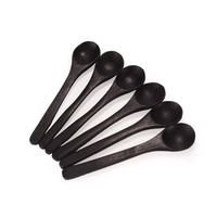 BambooMN Brand - Black 4.3" Round Head Small Solid Bamboo Spice/Salt/Sugar Spoons, 10pcs