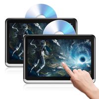 Dual Android Headrest DVD Player for Car 10.1" Touch Screen Bluetooth 4.0 1080P HD, Support FM WiFi DVD/CD/USB Drive/TF Card/HDMI Out, Built-in 4500mAh Battery Back Seat Monitor with Mount