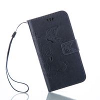 IKASEFU Leather Case with Strap Compatible with Samsung Galaxy S5 Mini,Retro Butterfly Flower Pu Leather Wallet Case with Card Slots Compatible with Samsung Galaxy S5 Mini -Butterfly,Navy