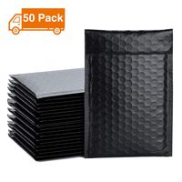 Metronic 50pcs Poly Bubble Mailers 4x8 Inch Padded Envelopes #000 Bubble Lined Poly Mailer Self Seal Black