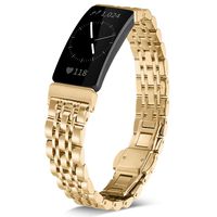 Shangpule Compatible for Fitbit Inspire & Inspire HR Bands, Stainless Steel Metal Replacement Strap Bracelet Wrist Band Accessories for Fitbit Inspire Women Man Large Small (Gold)