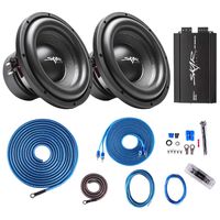 Skar Audio (2 SDR-10 D4 1,200 Watt Max Power 10" Subwoofers with RP-800.1D Monoblock Sub Amplifier and 4 Gauge Amp Kit