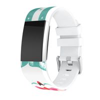 MoreToys Silicone Christmas Printed Adjustable Replacement Accessory Sport Watch Band Wrist Strap Bracelet for Fitbit Charge 2 Fitness Wristband (Green)