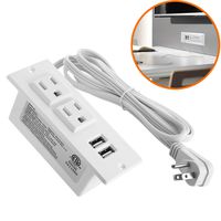 Table Recessed Power Strip, Black Desktop Outlets Power Strip with USB, In Desk Power Outlet USB Hub, Power Grommet Socket for Furniture