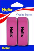 Helix Pink Wedge Latex Free Erasers, Pack of 2 (37043)