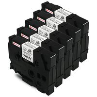 Phoenixa 5 Pack Compatible Brother P-touch M Tape M231 MK231 M-K231 Black on White Label Tape for Brother P Touch Label Maker PT-90 PT-M95 PT-70BM PT-65 PT-85 PT-45 (0.47 Inch x 26.2 Feet 12mm x 8m)