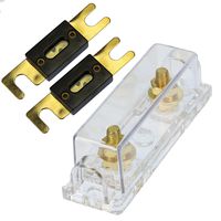 VOODOO Qty 1 ANL Fuse Holder Gold fuseholder 0 4 8 GA Inline W/ 2ea (350 Amp Fuses)