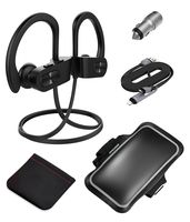 Mpow D3 Bluetooth Headphones with A1 Universal Phone Armband, IPX7 Waterproof Wireless Earphones, HD Stereo Sound 8-10H Battery Noise Cancelling Headsets, Wireless Sport Headphones for Running, Black