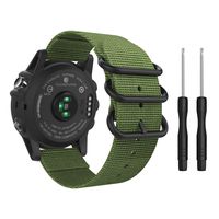 MoKo Band Compatible with Garmin Fenix 3, Fine Woven Nylon Adjustable Replacement Strap Fit Fenix 3/Fenix 3 HR/Fenix 5X/5X Plus/D2 Delta PX/Descent mk1, Double Buckle Ring - Black