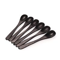 BambooMN Brand - Black 3.9" Oval Head Small Solid Bamboo Spice/Salt/Sugar Spoons, 100pcs
