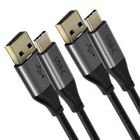 USB-C Cable Fast Charging (2 PK/6FT), CABLETIME USB-A to Type-C Charger Cords, Durable Nylon Armor Cord with Metal Shell Compatible for iPad Pro 2018, Samsung S9 S8 Note 9, LG V30 G6