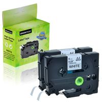 GREENCYCLE 2-Pack Compatible for Brother 1/4" 0.23'' x 26.2ft Black on White TZe-211 TZe211 TZ-211 TZ211 Standard Laminated Label Tape for P Touch PT-D210 PTD400AD PT1230 PTH110 P-Touch Cube Labeler