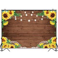 Funnytree 8x6ft Durable Fabric Sunflowers Rustic Brown Wood Backdrop No Wrinkles Retro Wooden Floor Photography Background Flower Baby Shower Birthday Party Decorations Photo Booth Props Banner