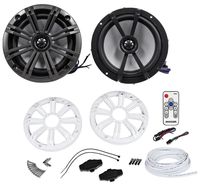 Kicker 41KM654LCW KM65 6.5" Marine Speakers+41KMLC LED Remote+50' Marine Wire