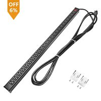 Leopardprintfans Surge Protector Power Strip 24 Outlet Heavy Duty Multi Plug Outlet Aluminum Socket with Smart Circuit Breaker and 15 Ft Long Cord,Black