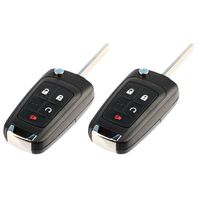 Key Fob Keyless Entry Remote Flip Shell Case & Pad fits Chevy 2010-2017 Equinox/2012-2017 Sonic/2015-2017 Trax/GMC 2010-2017 Terrain, Set of 2