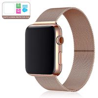 Compatible for Apple Watch Band 38MM 40MM 42MM 44MM, Adjustable Stainless Steel Mesh Wristband Sport Loop for iWatch Series 5 4 3 2 1 (42MM/44MM, Rose Gold)