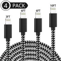 iPhone Charger,MFi Certified Lightning Cable [4 Pack 3/6/6/10FT] Extra Long Nylon Braided USB Charging Syncing Cord Compatible iPhone 11/11 Pro/11 Pro Max/XS/XS Max/XR/X/8/8Plus/7/7Plus/6S/6S Plus